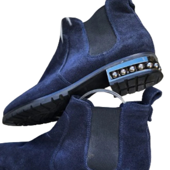 Karl‎ Lagerfeld  Chelsea paris blue suede booties 8.5 - Picture 1 of 16